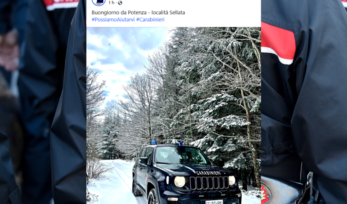 «Buongiorno da Potenza», gli account social ufficiali dei carabinieri celebrano la Basilicata