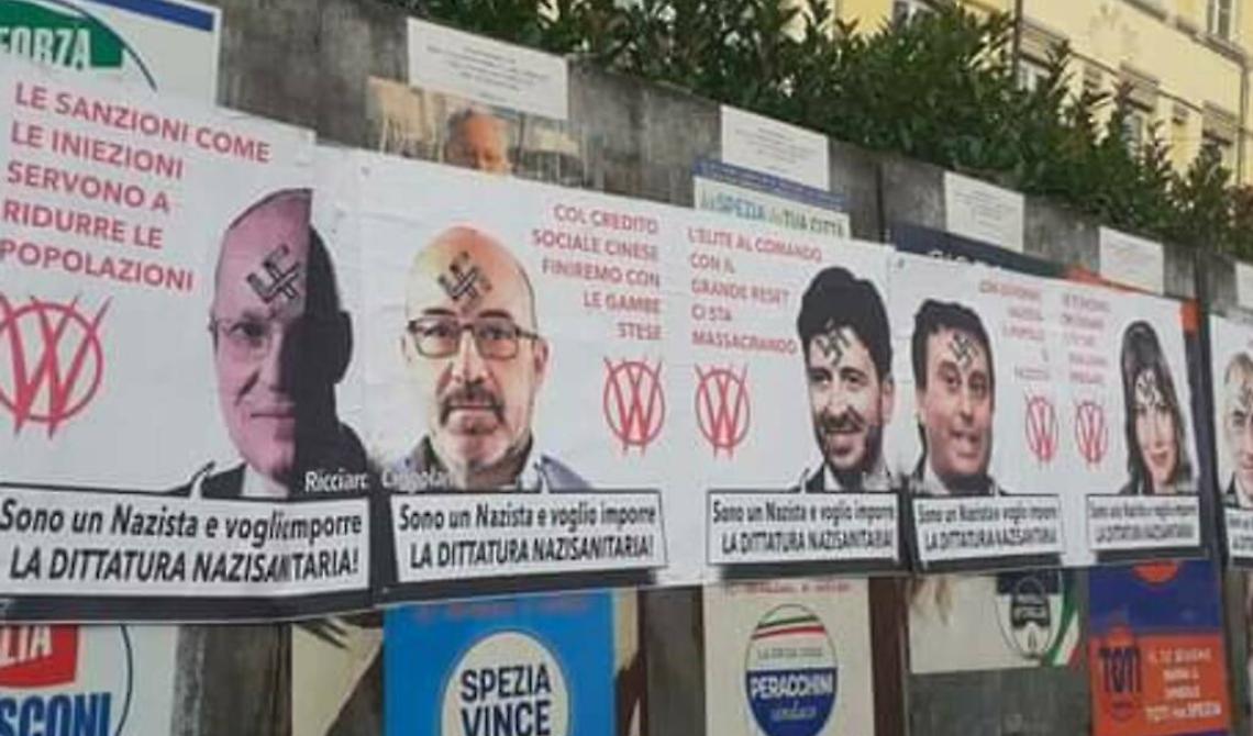 Speranza, Ricciardi, Costa e così via: a La Spezia manifesti contro la "dittatura nazisanitaria"