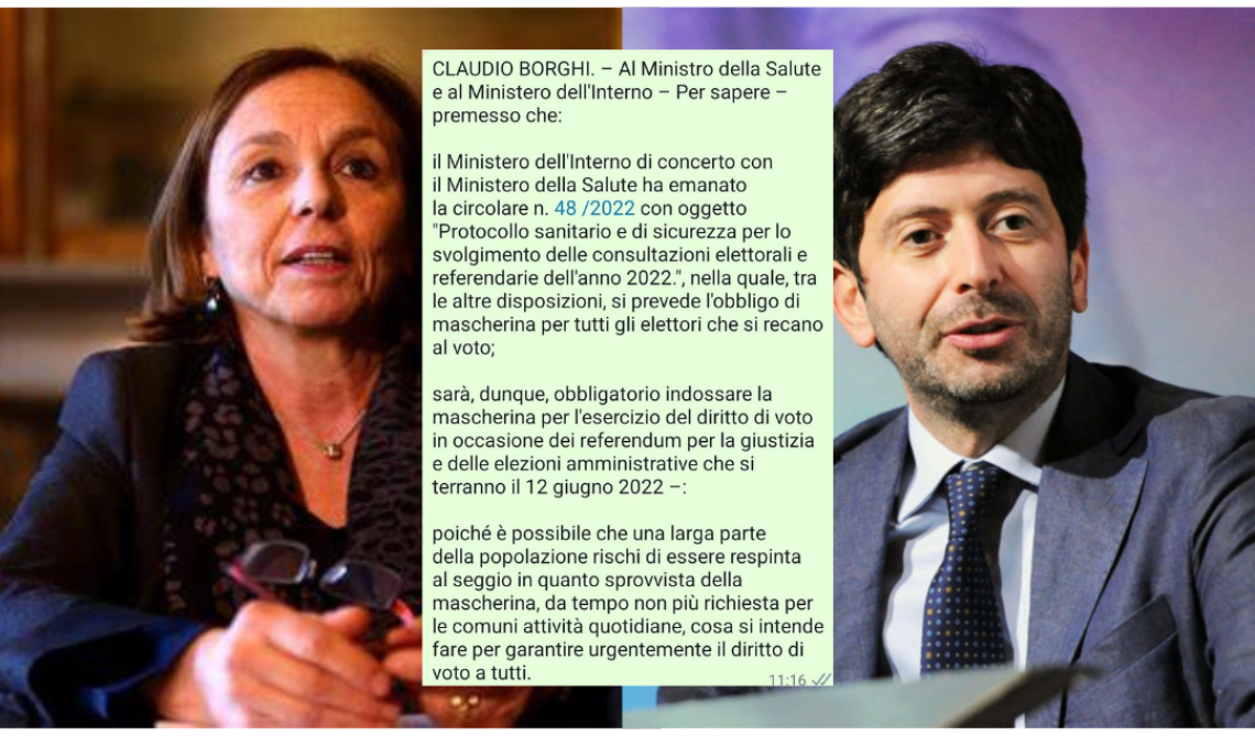 L'antiscienza del duo potentino Speranza - Lamorgese: al seggio con la mascherina 