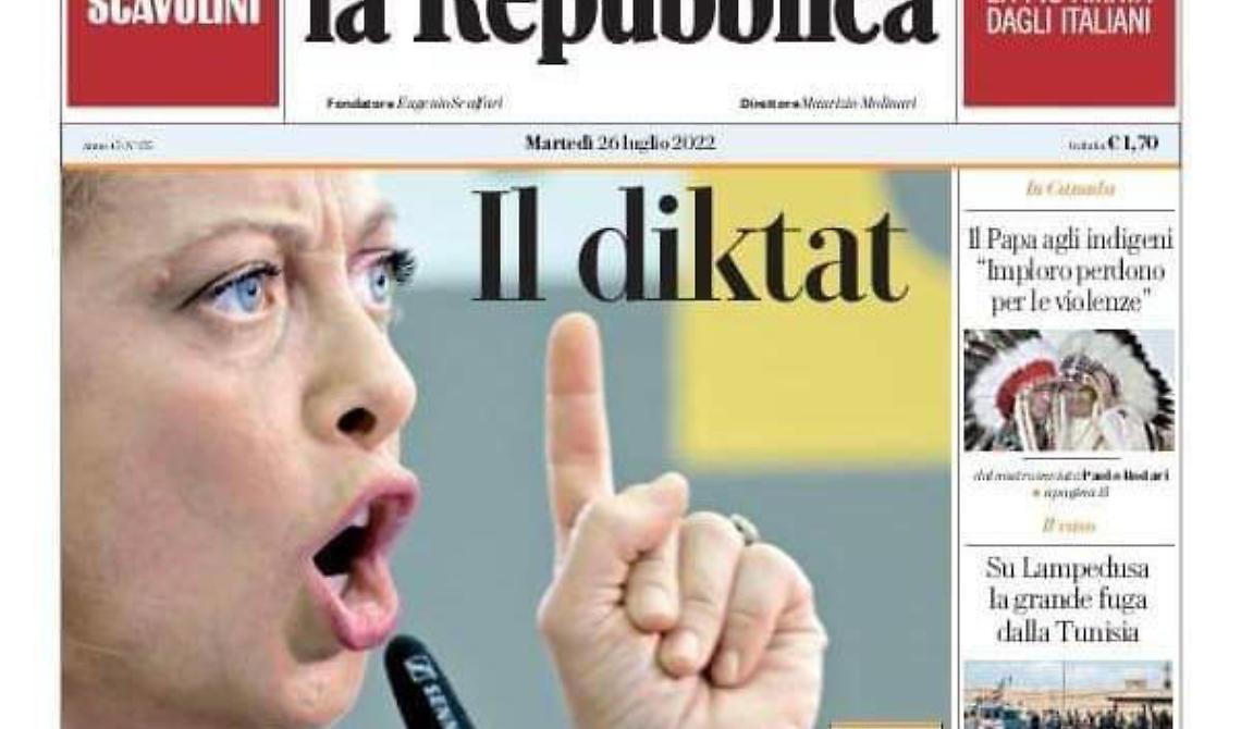 La prima pagina di Repubblica infiamma la campagna elettorale mentre le femministe tacciono