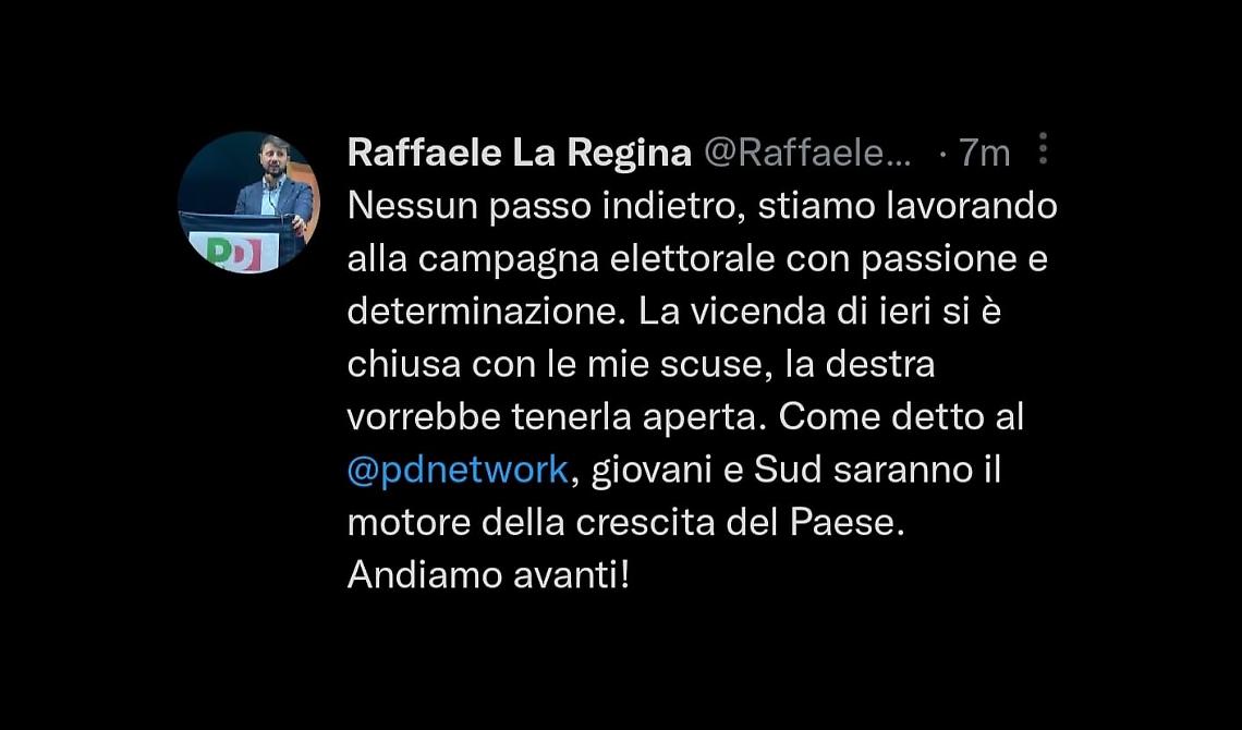 Ultim'ora, La Regina tira dritto verso la candidatura per la Camera: «Nessun passo indietro»