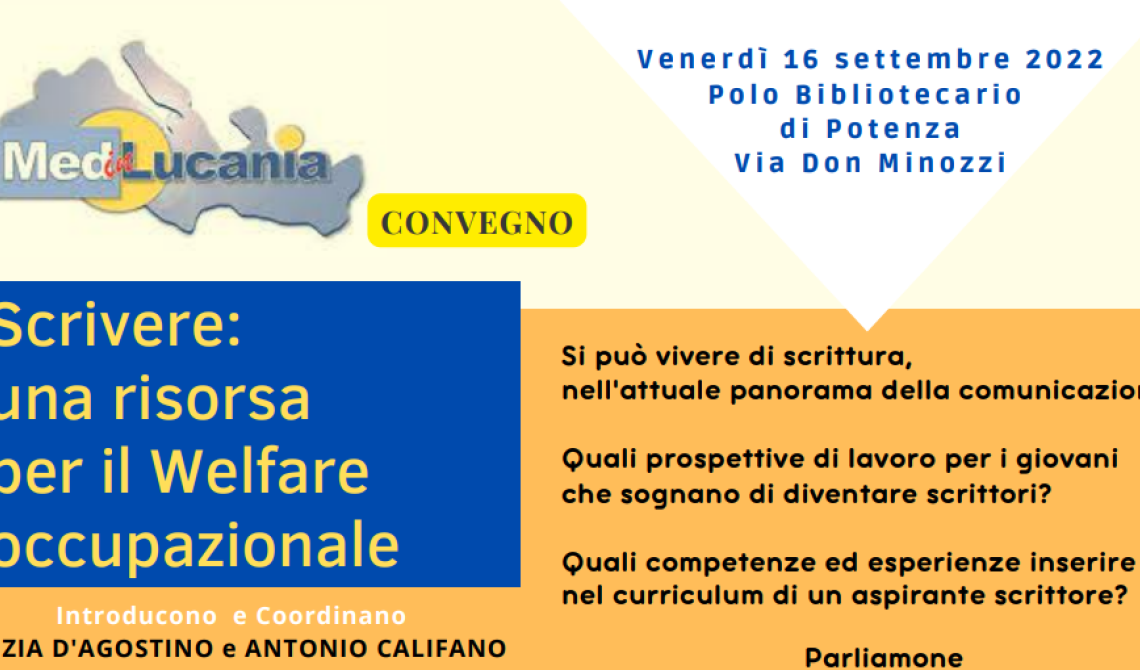 A Potenza il convegno: "Scrivere: una risorsa per il welfare occupazionale"