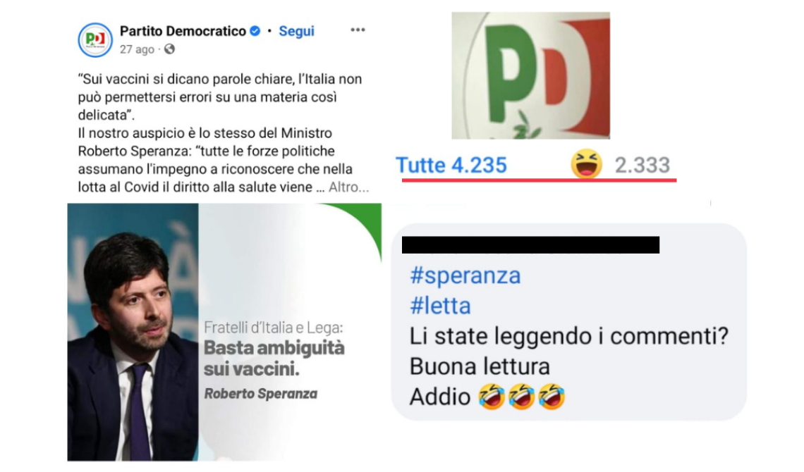 Sulla campagna vaccinale Speranza chiede chiarezza a FdI e Lega: ecco cosa succede sulla pagina del Pd