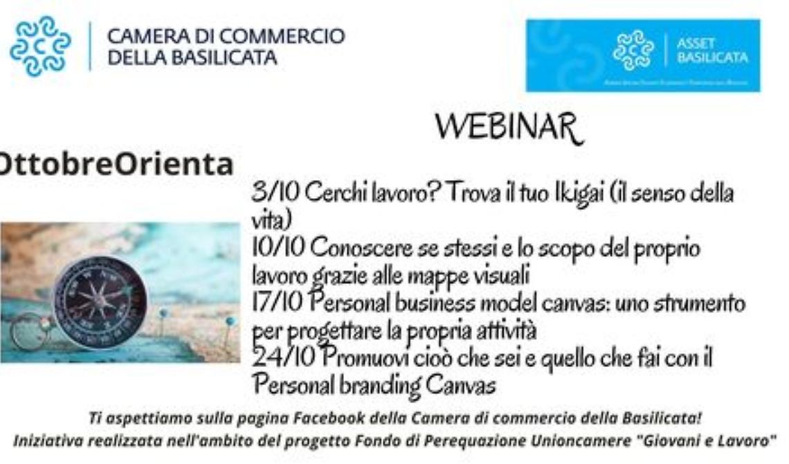 Camera di commercio della Basilicata, ecco "Ottobre Orienta": webinar, orientamento e non solo