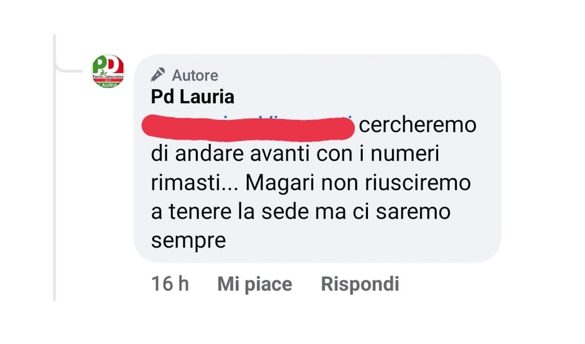 Senza i Pittella si sgonfia il Pd di Lauria: in 4 abbandonano i Dem, a rischio anche la sede 