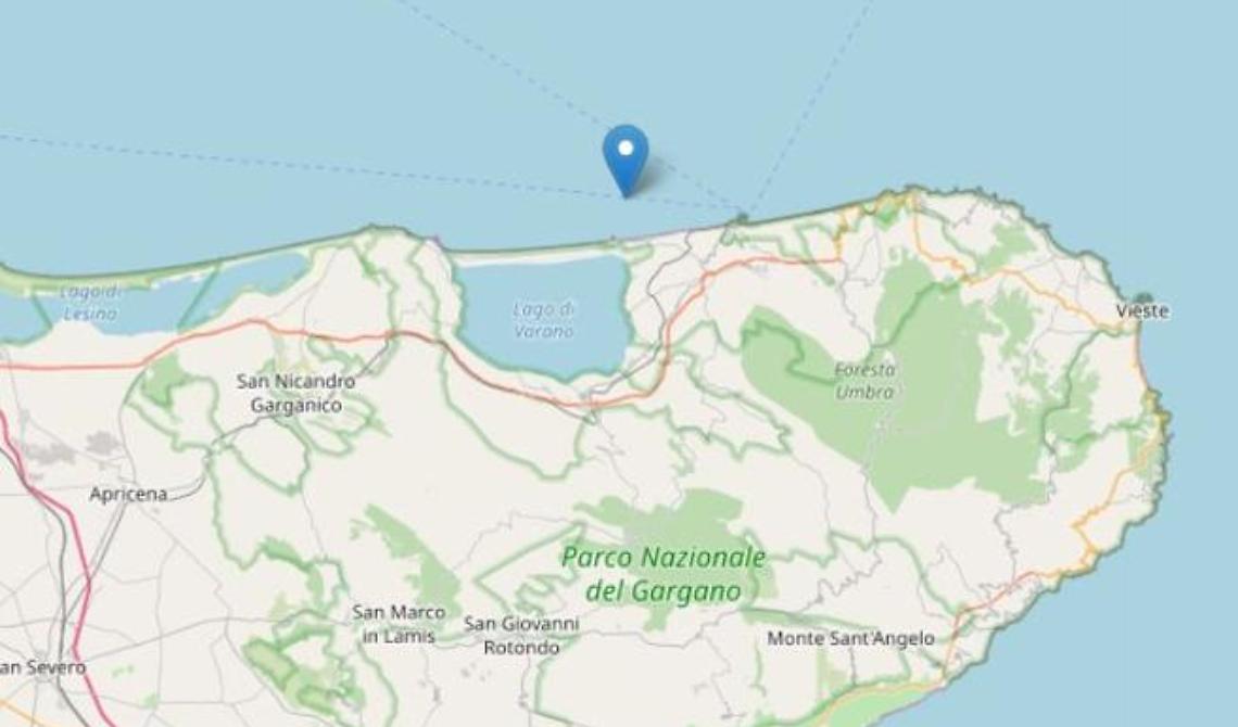 Scossa di terremoto a largo del Gargano