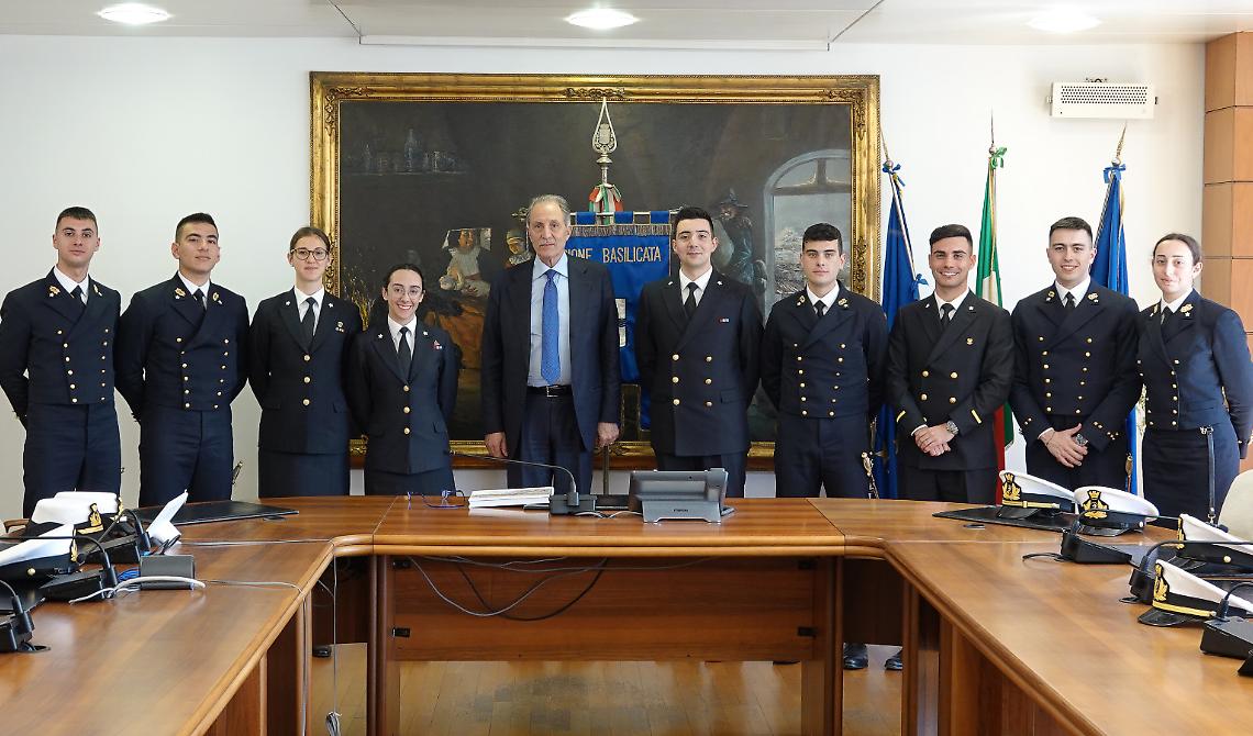 I cadetti lucani dell'Accademia navale della Marina Militare di Livorno ricevuti da Bardi e Cicala