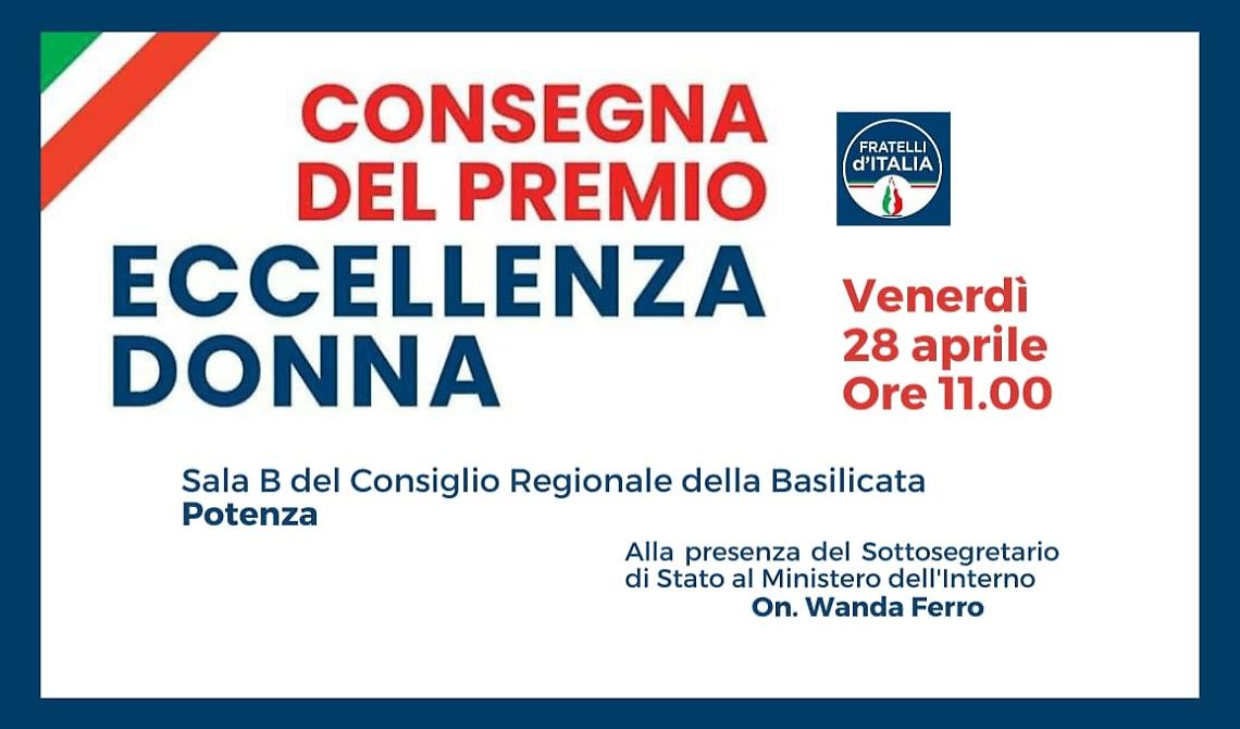 FdI Basilicata porta il Premio Eccellenza Donna in terra lucana