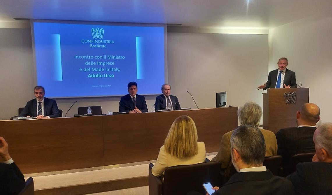 Confindustria Basilicata incontra il ministro Urso: le richieste del il presidente Somma a tutela delle imprese del territorio