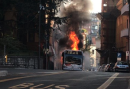 Potenza, bus in fiamme in pieno centro cittadino