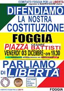 A Foggia si torna in piazza per parlare di libertà e Costituzione