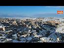 Matera innevata vista dal drone: uno spettacolo